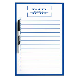 Dad Modern Blue Monogram 12" x 8" To Do List Dry Erase Board