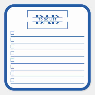 Dad Modern Blue Monogram 3" To Do List Square Sticker
