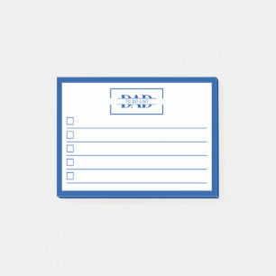 Dad Modern Blue Monogram 4" x 3" To Do List Post-it Notes
