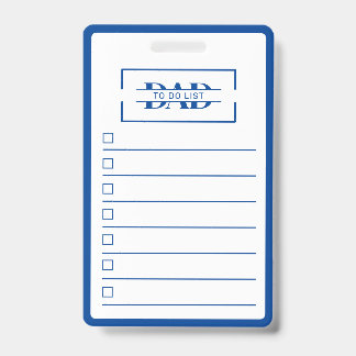 Dad Modern Blue Monogram To Do List Badge