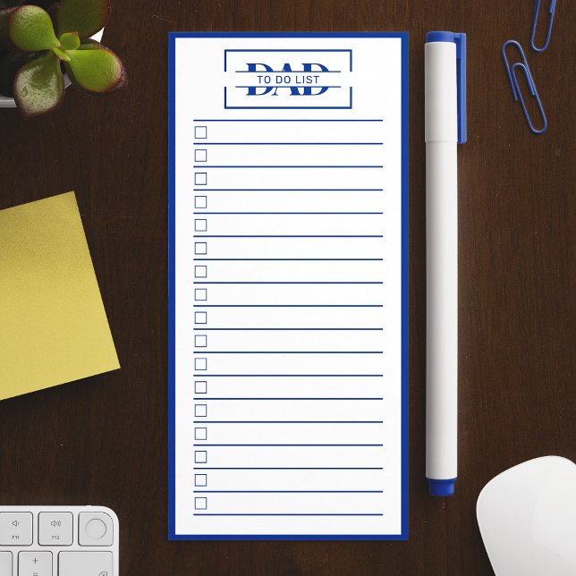 Dad Modern Blue Monogram To Do List  Magnetic Notepad (Dad Modern Blue Monogram To Do List Magnetic Notepad)