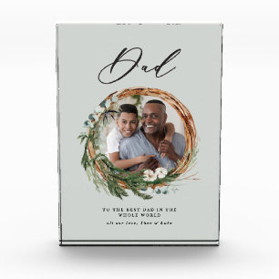 Dad modern chic elegant leafy wreath photo block