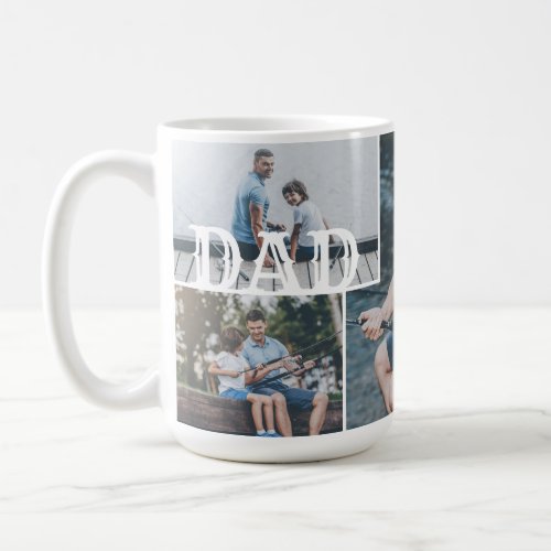 Dad Modern Custom 4 Photo Collage Grid Coffee Mug