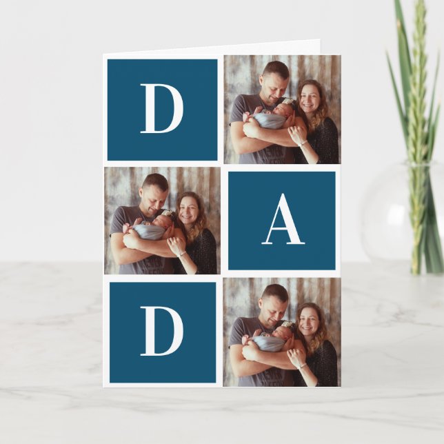 DAD Modern Photo Collage Fathers Day Card (Front)