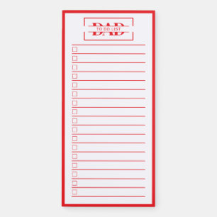 Dad Modern Red Monogram To Do List Magnetic Notepad