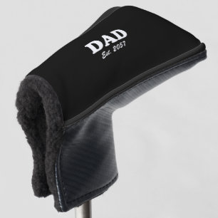 Dad modern typography Custom Est date black Golf Head Cover