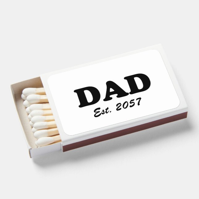 Dad modern typography custom established date matchboxes (Front Open)