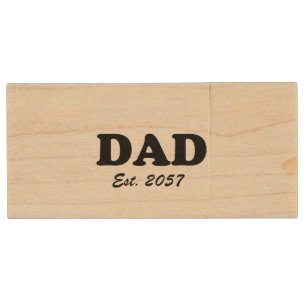 Dad modern typography custom established date wood flash drive