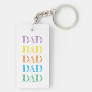 DAD Modern Typography Rainbow Colors Fathers Day Keychain