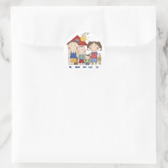 Dad, Mom, Big Brother, Little Brother Family Classic Round Sticker | Zazzle