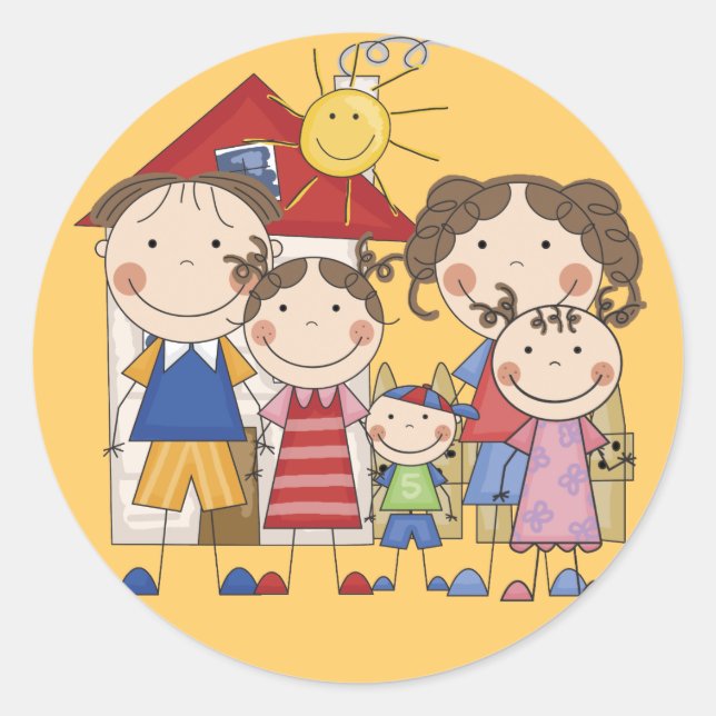 Dad, Mom, Big Sis, Middle Sis, Little Brother Classic Round Sticker (Front)