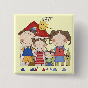 Dad, Mom, Big Sister, Little Brother Family Button