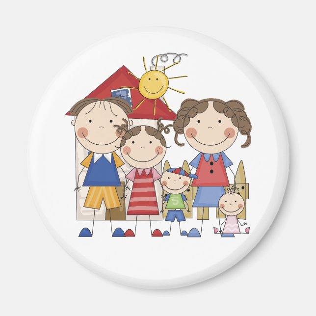 Dad, Mom, Big Sister, Middle Brother, Baby Sis Magnet (Front)