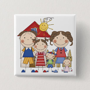Dad, Mom, Big Sister, Middle Brother, Baby Sis Pinback Button