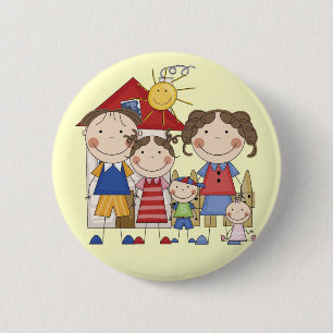Dad, Mom, Big Sister, Middle Brother, Baby Sis Pinback Button