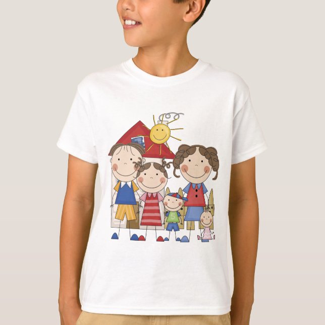 Dad, Mom, Big Sister, Middle Brother, Baby Sis T-Shirt (Front)