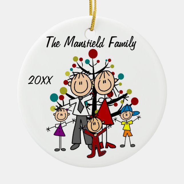 Dad, Mom, Boy, Girl, Toddler Girl Holiday Ornament (Front)