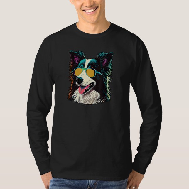 Dad Mom Cool Dog Sunglasses  Border Collie T-Shirt (Front)