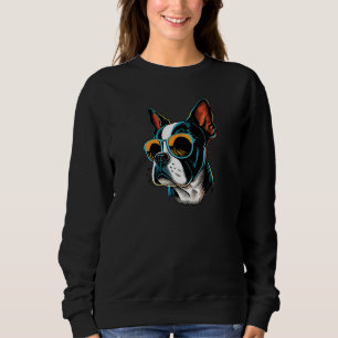 Dad Mom Cool Dog Sunglasses  Boston Terrier Sweatshirt