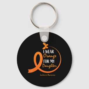 Dad Mom I Wear Orange For My Daughter Leukemia Awa Keychain