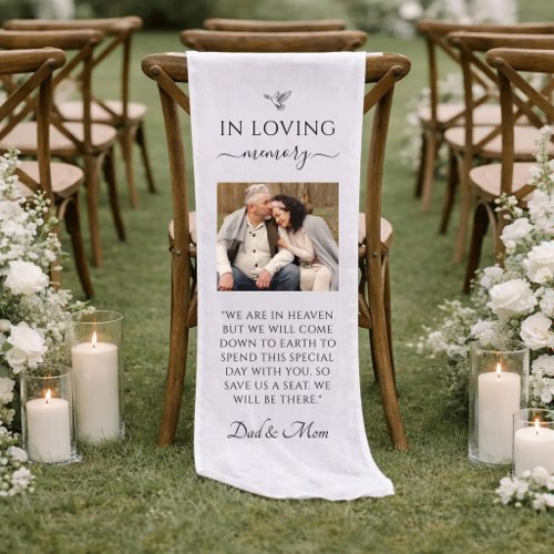 Dad &amp; Mom In Loving Memory Wedding Memorial Photos Short Table Runner