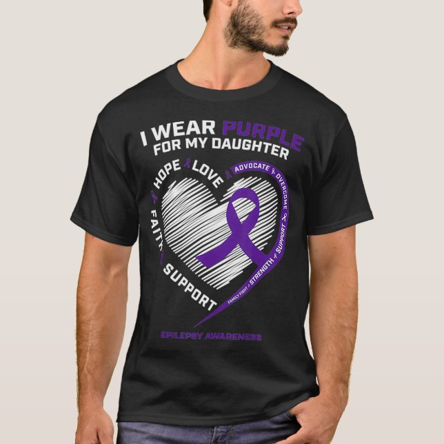 Dad Mom Products Gifts Purple Daughter Epilepsy T-Shirt (Front)