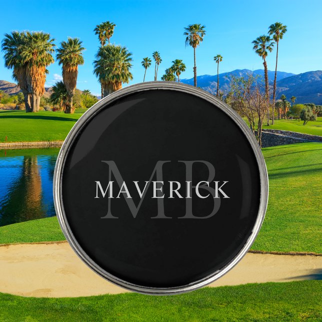 Dad Monogram Initial Classic Black & White Modern Golf Ball Marker (Creator Uploaded)
