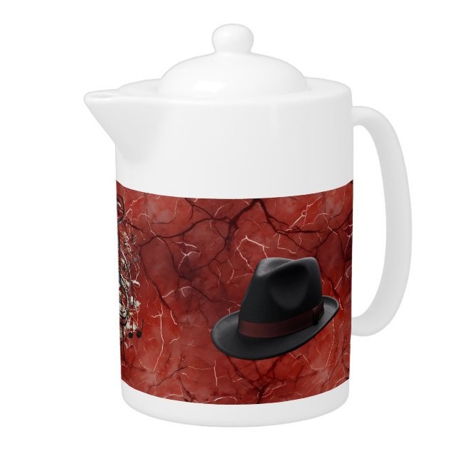 Dad Moody Music Fedora Porcelain Teapot (Right)