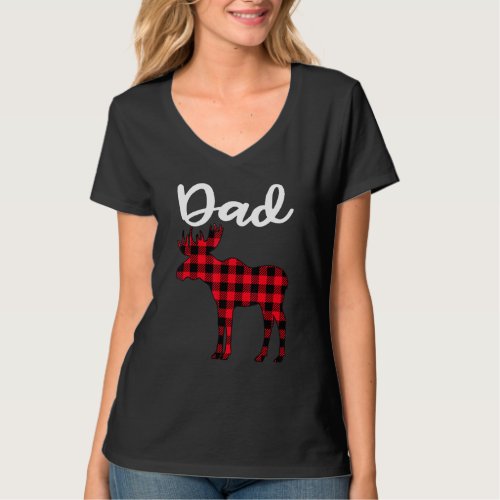 Dad Moose Buffalo Red Plaid Christmas Pajama Famil T_Shirt