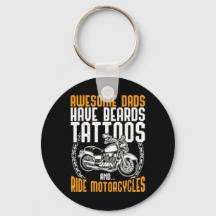 Dad Motorcycle Fathers Day Gift Funny Tattoo Keychain