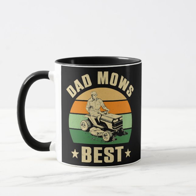 Dad Mows Best Vintage Father's Day  Mug (Left)