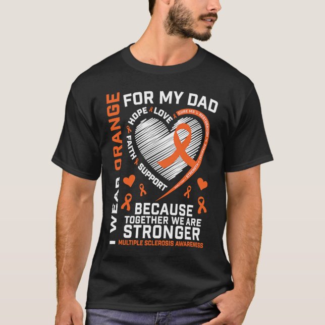 Dad MS  Kids Multiple Sclerosis  Dad MS Awareness T-Shirt (Front)