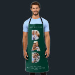 Dad multi photo modern typography green  apron<br><div class="desc">Dad multi photo modern typography child gift. Ideal fathers day,  birthday or christmas gift. Hunter green color can be changed.</div>