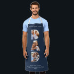 Dad multi photo modern typography navy blue apron<br><div class="desc">Dad multi photo modern typography child gift. Ideal fathers day,  birthday or christmas gift. Navy blue color can be changed.</div>