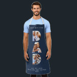 Dad multi photo modern typography navy blue apron<br><div class="desc">Dad multi photo modern typography child gift. Ideal fathers day,  birthday or christmas gift. Navy blue color can be changed.</div>