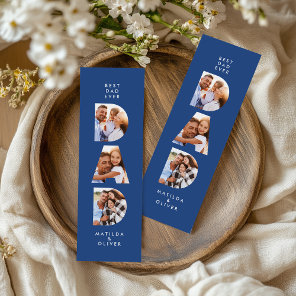 Dad multi photo modern typography navy blue gift bookmarks