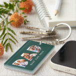 Dad multi photo typography green modern keychain<br><div class="desc">Dad multi photo modern typography child gift. Ideal fathers day,  birthday or christmas gift. Green color can be changed.</div>