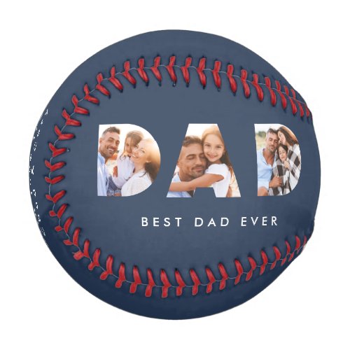 Dad multi photo typography navy blue baseball