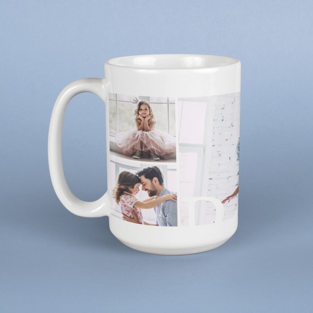 DAD Multiple Photo Collage & Custom Monogram Coffee Mug (Creator Uploaded)
