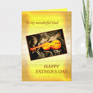 Dad, musical Father's day card with a violin