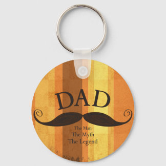 Dad Mustache Button Keychain