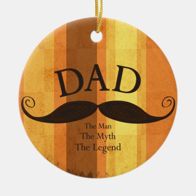 Dad Mustache Christmas Ornament (Front)