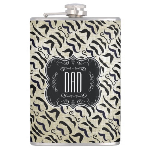 Dad Mustache Mr Hipster Vintage Retro Hip Flask