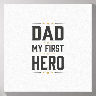 Dad My First Hero Vintage Typography Shirt Design_ Canvas Photo Tile
