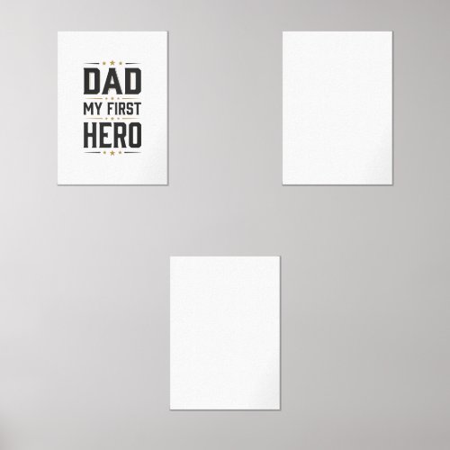 Dad My First Hero Vintage Typography Shirt Design_ Wall Art Sets