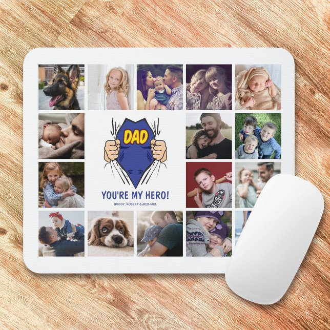 Dad My Hero 16 Photo Collage Mouse Pad (Creator Uploaded)