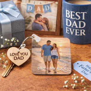 Dad, My Rock Beach Sunset Custom Father's Day Keychain