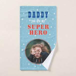 Dad my Superhero Fun Photo Fathers day Hand Towel