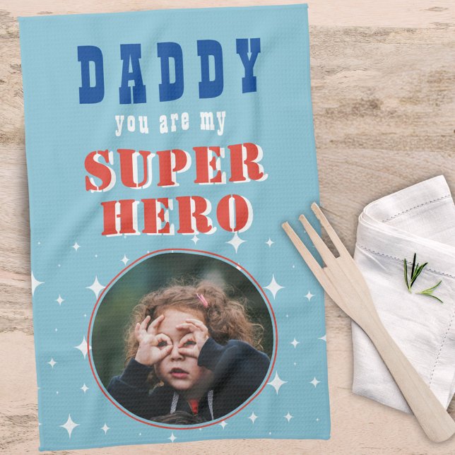 Dad my Superhero Fun Photo Fathers day   Kitchen Towel (Creator Uploaded)