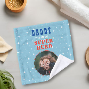 Dad my Superhero Fun Photo Fathers day Wash Cloth